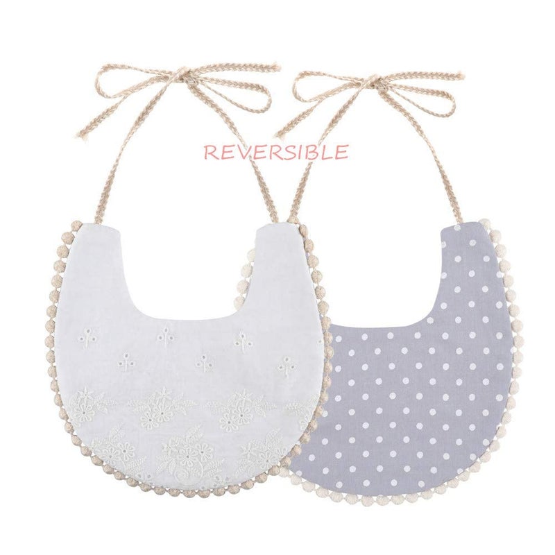 GZMM Baby Bib For Girls,Reversible Waterproof Handmade Natural Cotton Baby Drool Bib 0-12 months 4 Pack (floral mult-7, 0-12) - Image 5